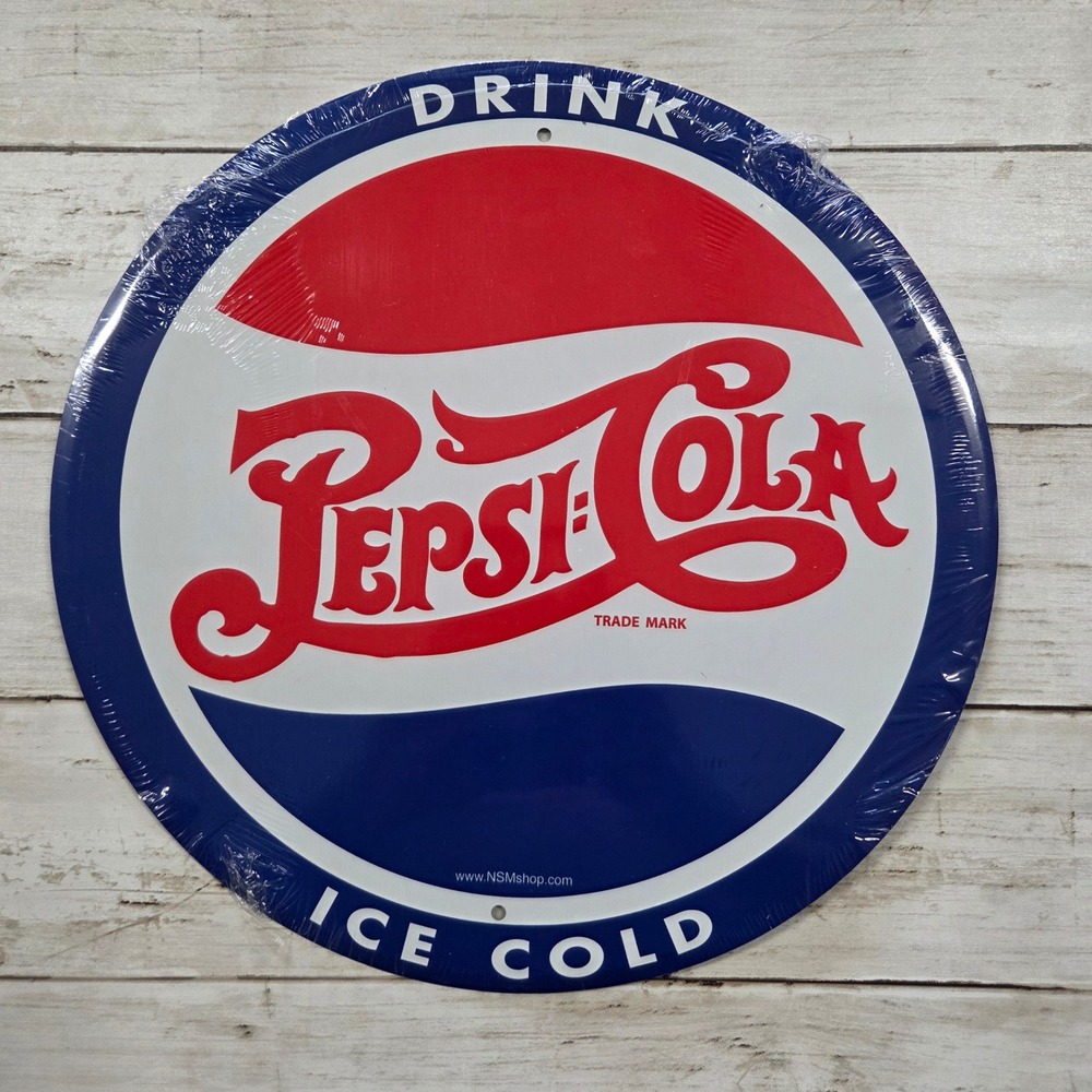 Pepsi Pepsi-Cola 12" Sign Round Retro Vintage Style Blue Red White Wall Decor